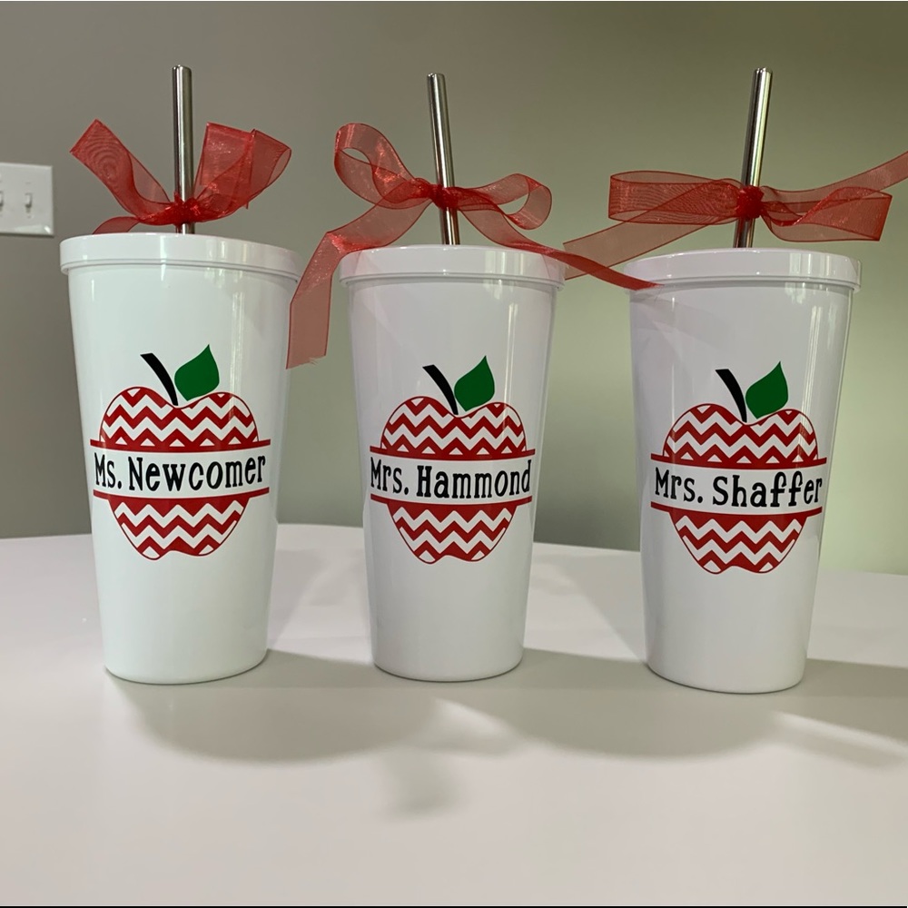 Custom teacher straw cup